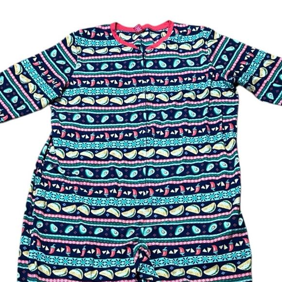 Jammies For Your Families Women's XL One Piece Pajama Set Tacos and Christmas - Picture 5 of 6